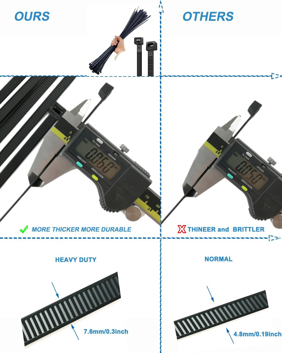 HS 18 Inch Zip Ties Black Heavy Duty 120 Pounds Wide Straps (50 Pack) Nylon PA66 UV Resistant,Self-Locking Large Long Electrical Plastic Cable Wire Zipties for Outdoor Use,Multi Purpose