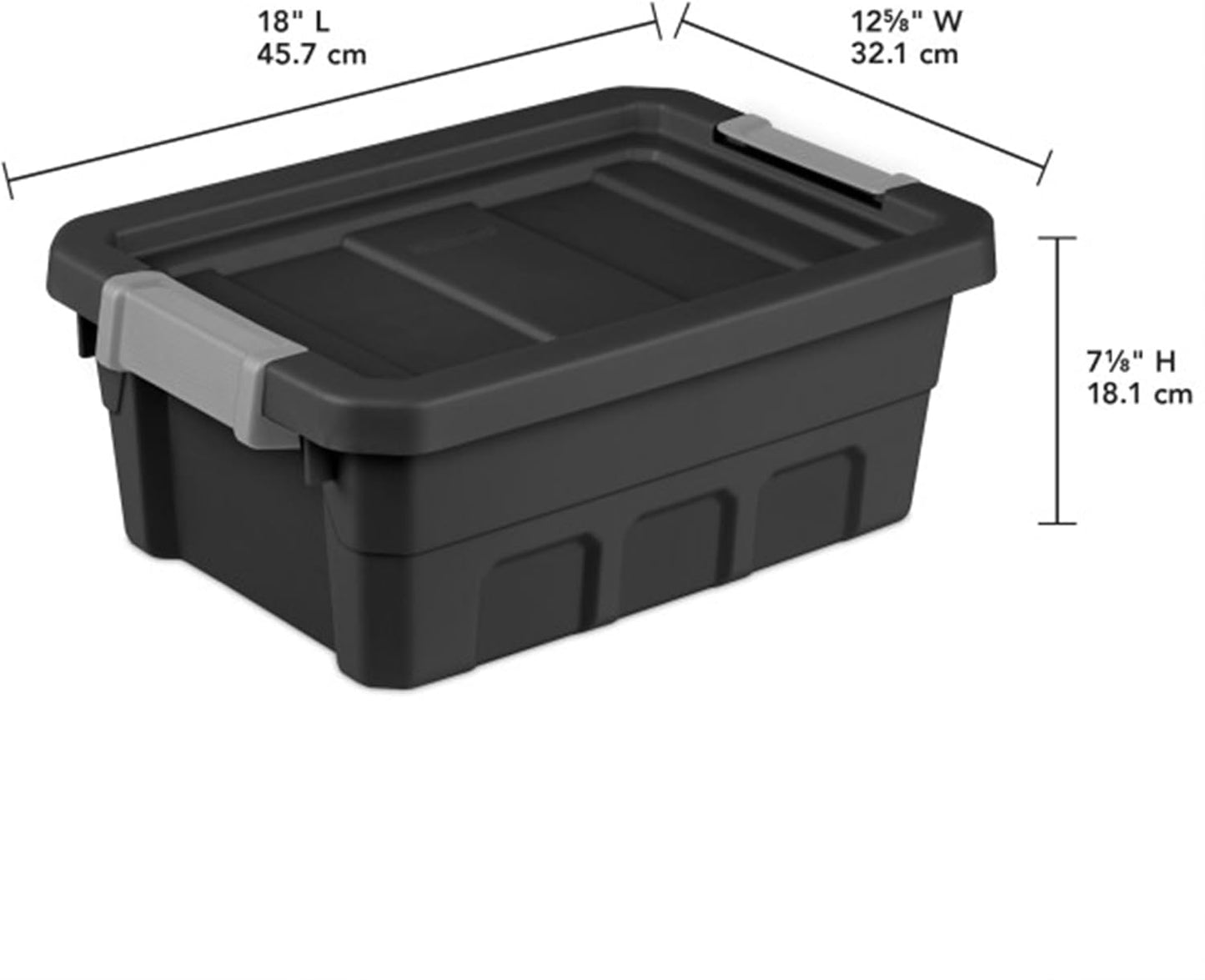 Sterilite 6-Pack Plastic Storage Bins with Lids, Stackable Containers, 4 Gallon, Black