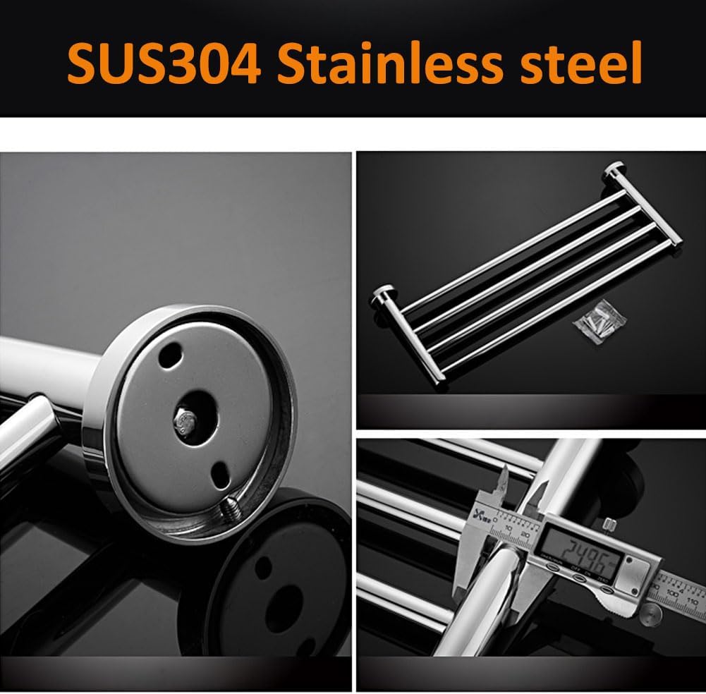 Bathroom Towel Rack, Hotel Style Towel Racks for Bathroom Wall Mounted, Modern Towel Bar Rack 23.6 Inch, 2-Tier Towel Shelves, Chrome