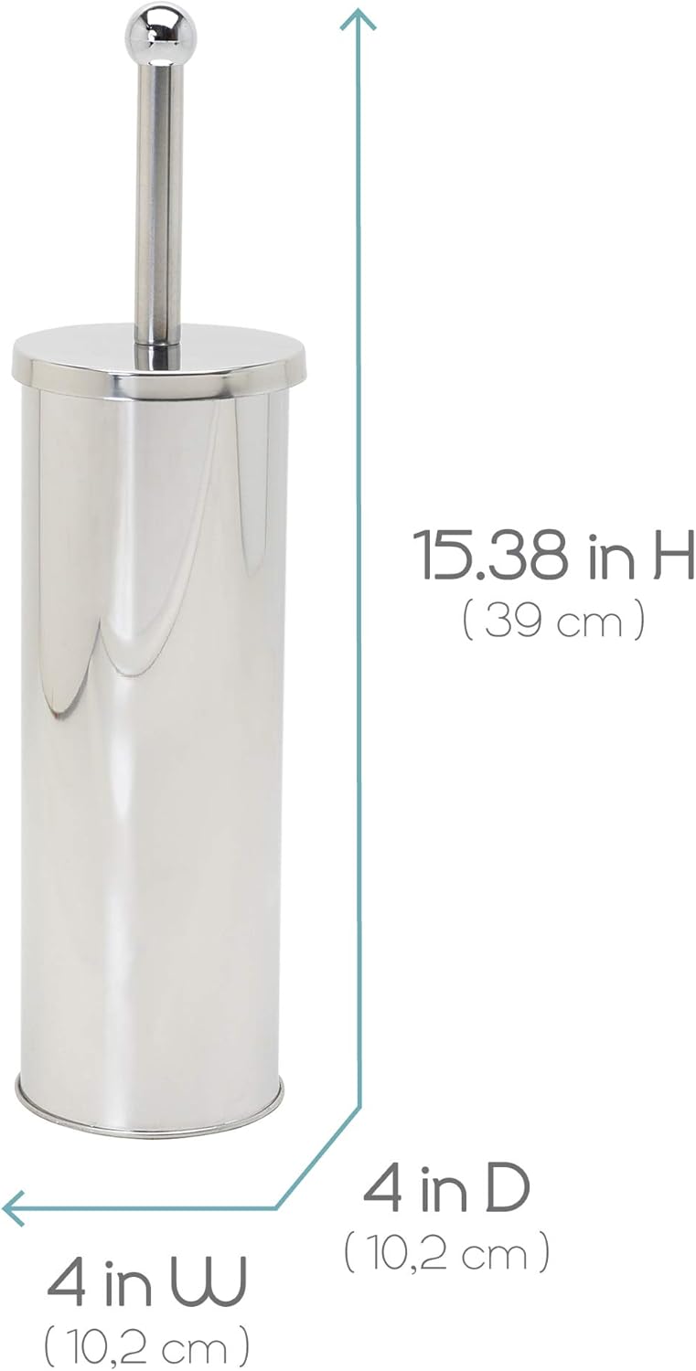 Zenna Home Toilet Brush and Holder Set, Rust Resistant Stainless Steel Toilet Bowl Brush, Discreet Bathroom Cleaning Scrubber with Stiff Bristles, Stainless Steel (Pack of 4)