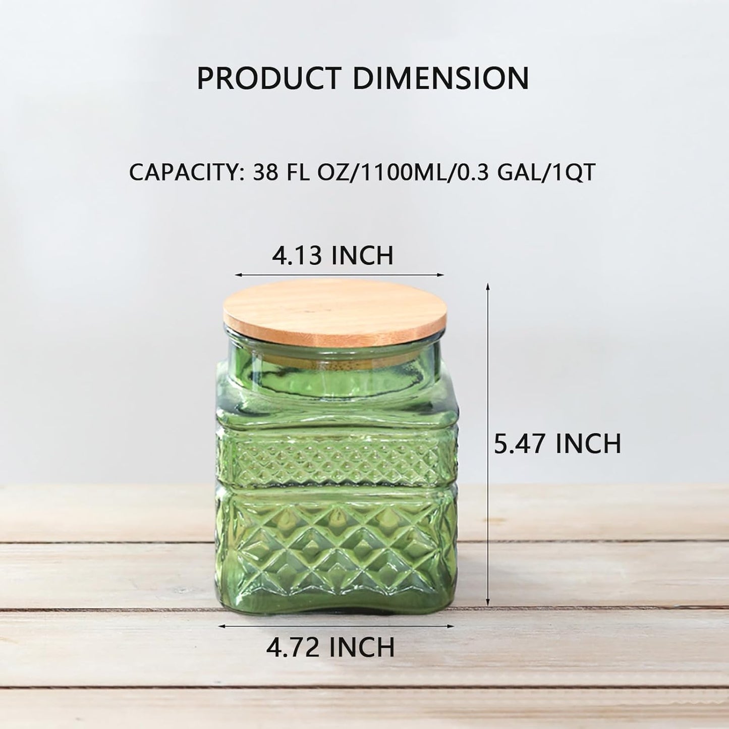 38 FL OZ Large Airtight Glass Storage Jars with Bamboo Lid - Vintage Food Containers for Candy, Snacks, Coffee, Tea, Nuts, Cereal - Kitchen Canisters