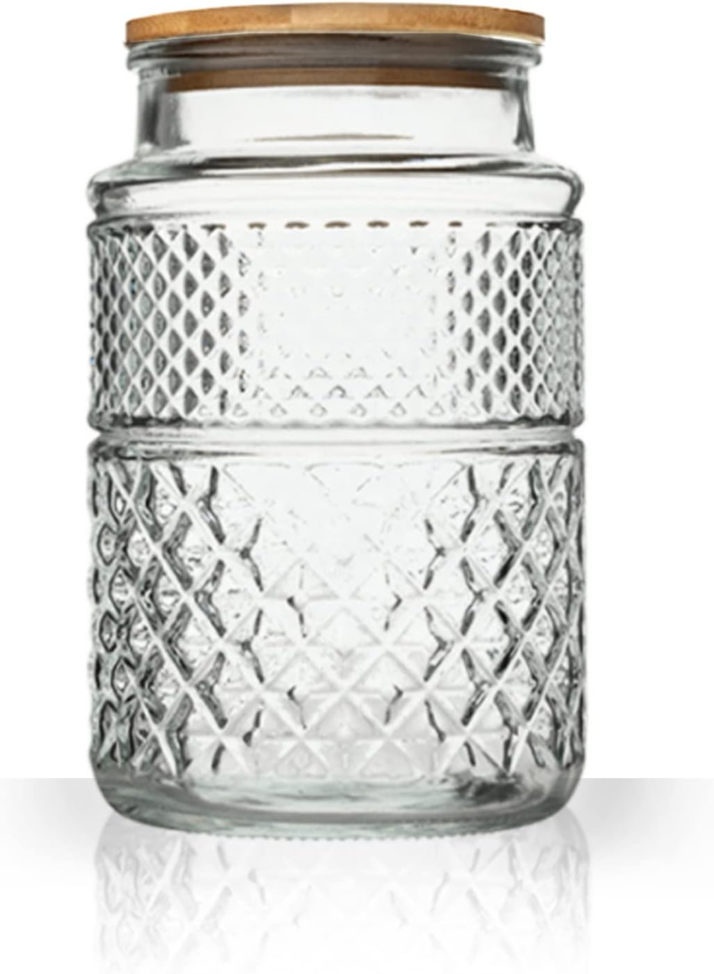 Large Glass Storage Jar, 60 FL OZ Glass Food Storage Containers with Bamboo Lid, Kitchen Containers Cereal Canisters Decorative Jar for Candy Snack Cookies Coffee Tea Nuts Airtight Jars