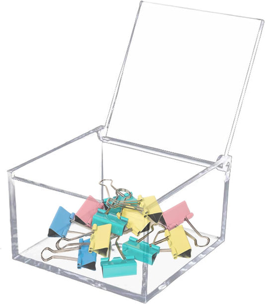 KissYou Acrylic Box with Lid Clear Storage Contanier Coffee Pod Holder Organizers Accessories Clear Hinged Lid Box