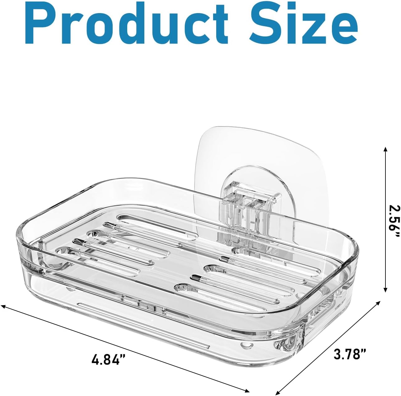 Bar Soap Dish for Shower Clear Acrylic Soap Holder with Self-Draining Design - No Drilling Required Strong Adhesive Mount for RV Bathroom and Kitchen Easy to Clean and Space-Saving (Adhesive)