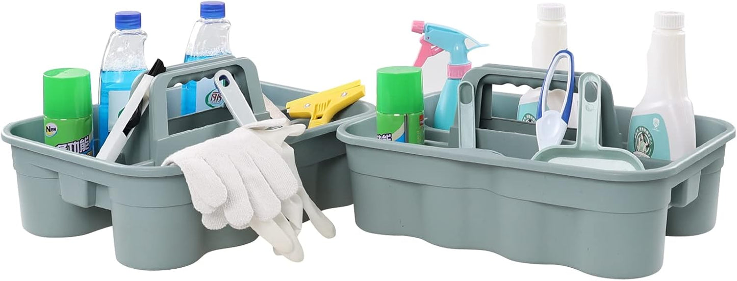 4-Pack Plastic Caddies with Portable Handle, Supply Caddy Basket for Storage Cleaning Tool, Grey