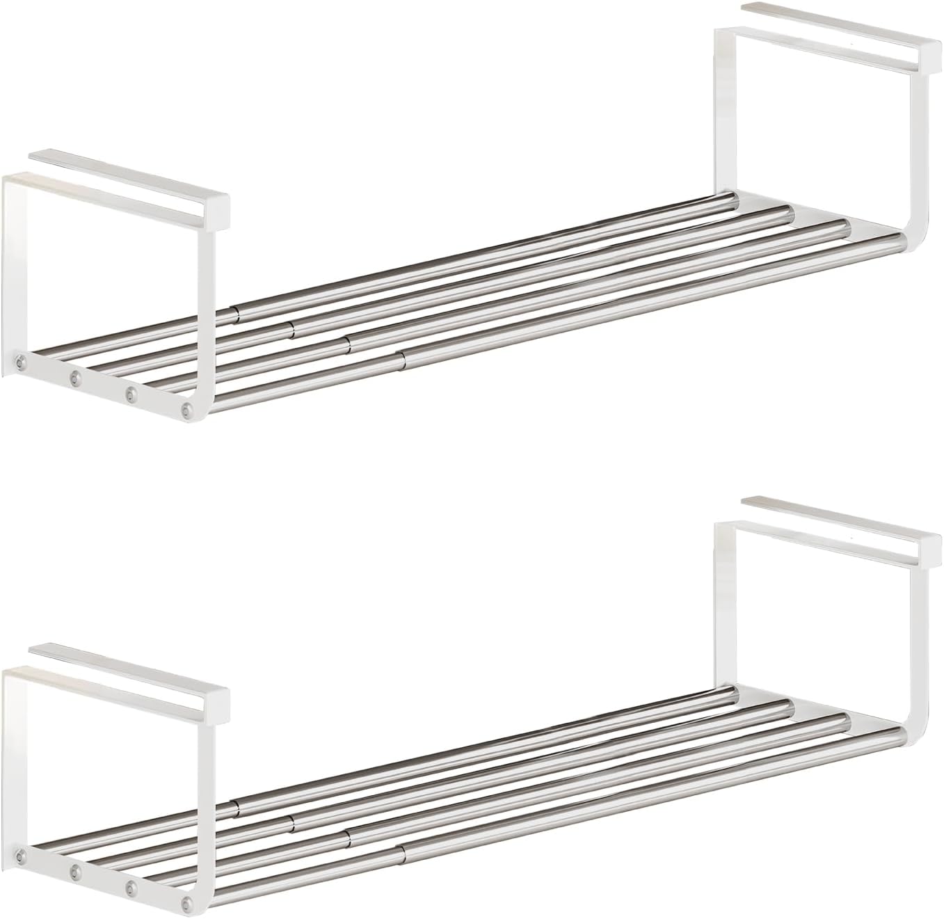Expandable Shoe Rack Organizer - Adjustable Shoe Rack & Under Cabinet Shelf - for Shoe or Clothing Storage and Organization, Under Shelf Storage (Stainless,2Pcs)