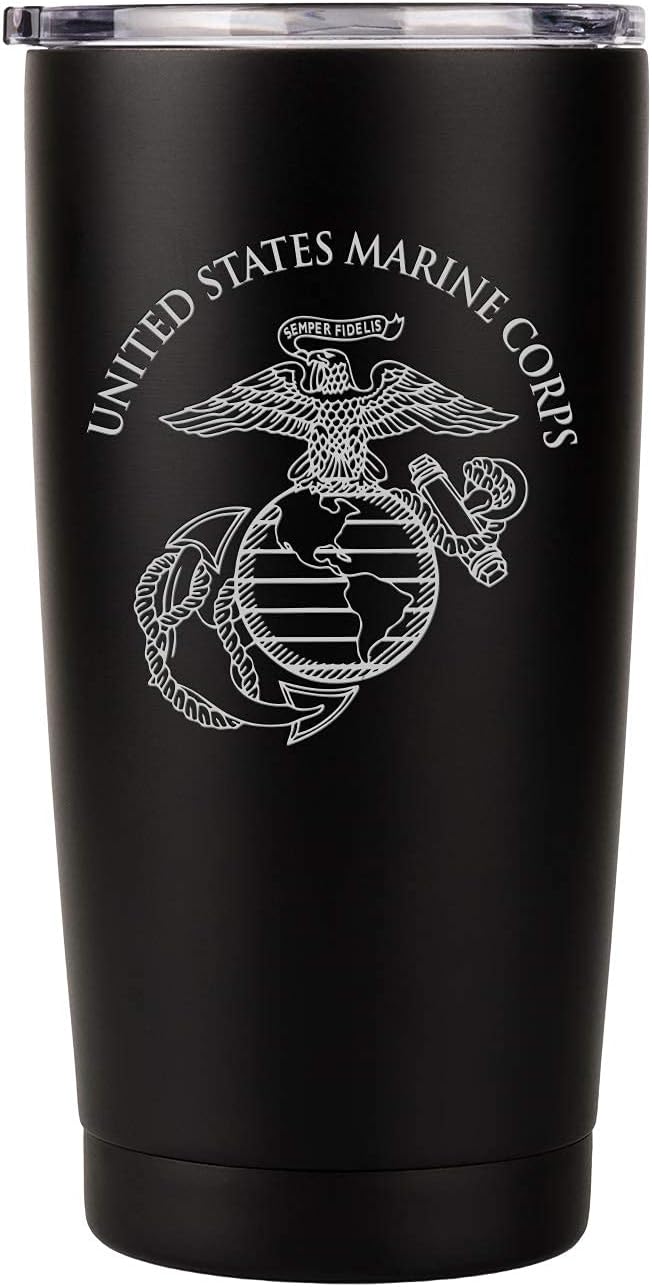 Military Gift Shop Marine Corps 20oz Insulated Tumbler-Double-Walled Stainless Steel Travel Cup-Durable & Leakproof-Disabled Vet Owned Business USMC 20oz Tumbler