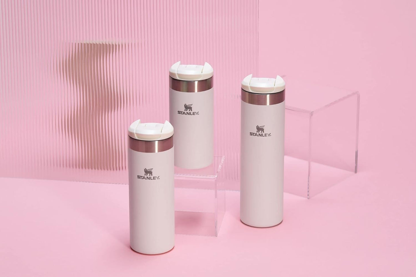 Stanley AeroLight Transit Bottle 16 oz | Locking Drink Through Lid | Leak Resistant Water Bottle or Coffee Travel Mug | Lightweight Insulated Stainless Steel | BPA-Free | Rose Quartz Glimmer