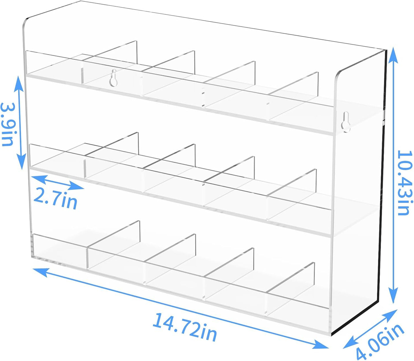 Acrylic Tea Bag Organizer, 3 Layers Tea Bag Holder for Tea Packets, No Assembly Required, Wall Mount Display Tea Caddy for Countertop or Cabinet, 15 Slots