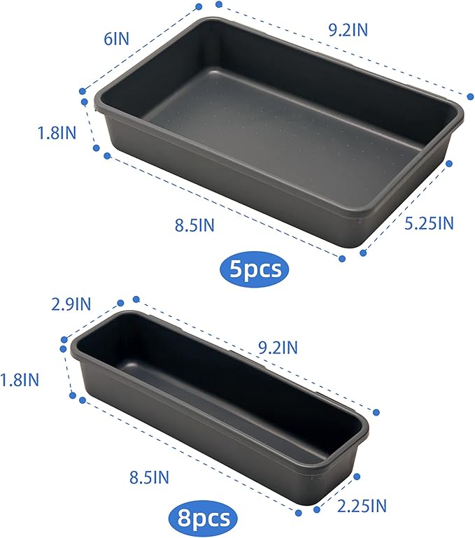 BYCY Office Drawer Organizers Bins Junk Drawer Organizers Tray Storage Dividers for Office Desk Dress Makeup (13pcs 2Size)