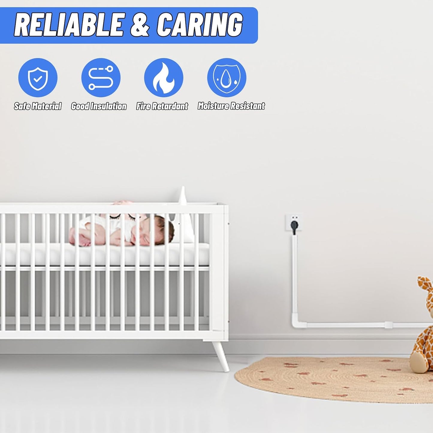 Cord Cover Raceway Kit, 628 in Cable Cover Channel, Paintable Cord Concealer System Cable Hider, Cord Wires, Hiding Wall Mount TV Powers Cords in Home Office, 40 X L15.7in X W0.95in X H0.55in