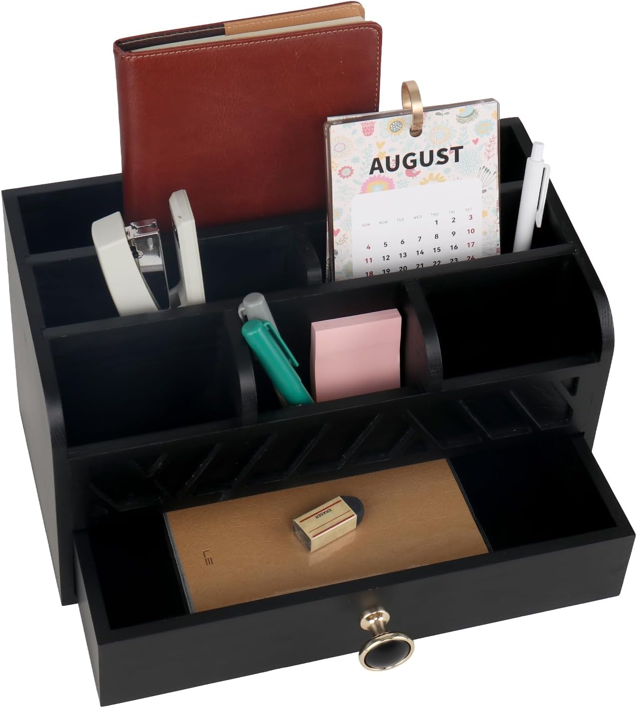 Desk Organizer with Drawer Mail Organizer Countertop Wood Desk Drawer Tabletop Storage Organization Pen Holder Letter Sorter Makeup Organizer for Home Office School