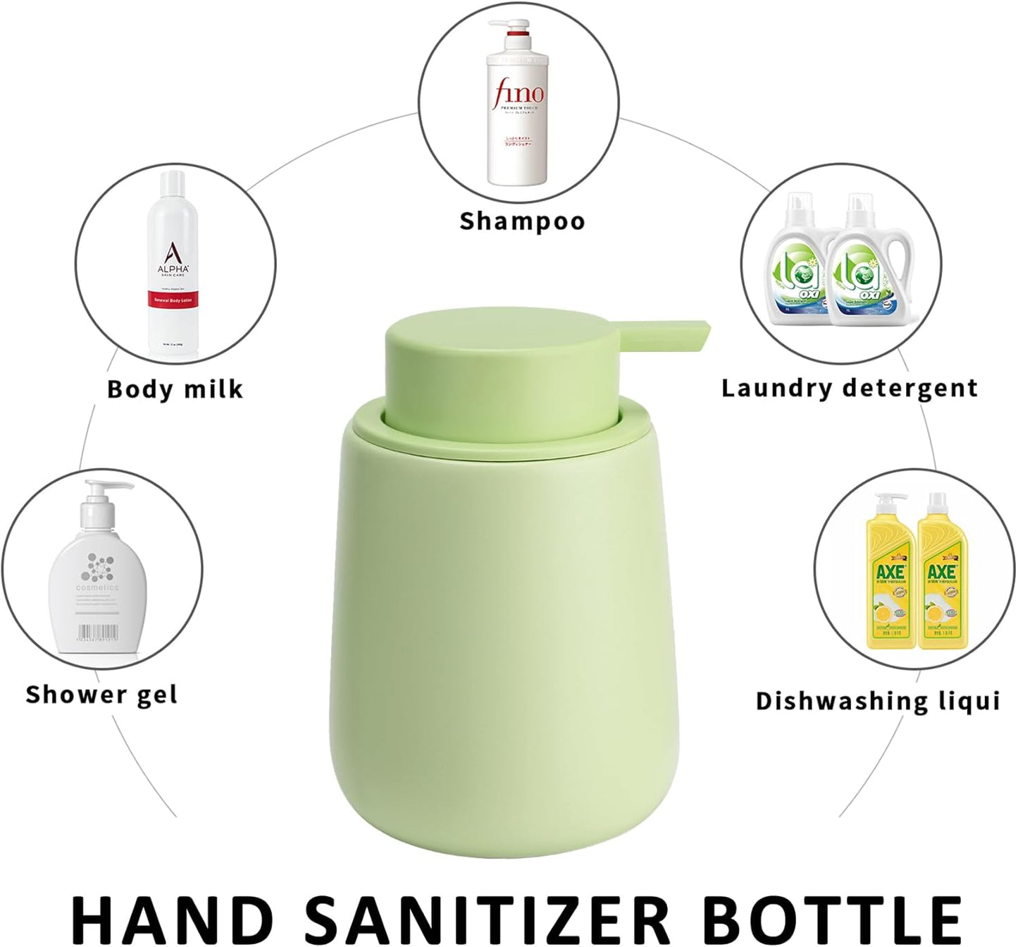 Soap Dispenser Ceramic with Easy-to-Press Pump Hand Lotion Liquid Dispenser for Shampoo Bathroom Kitchen 12 oz