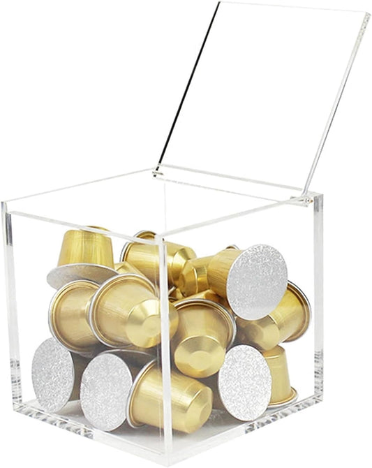 KissYou Acrylic Boxes with Hinged Lid Small Lucite Boxes Clear Display Box for Gifts Treats Candies & Accessories, Plastic Storage Boxes