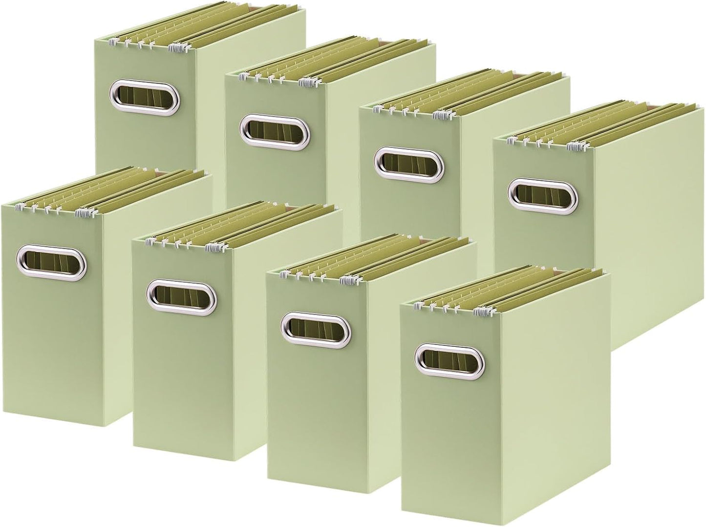 Oterri Cardboard File Organizer Box for Hanging File Folders Letter Size,File Box for Computer Desk,File Cabinet,Working Home,Office,Classroom (Green, Letter Size - 8 Packs)