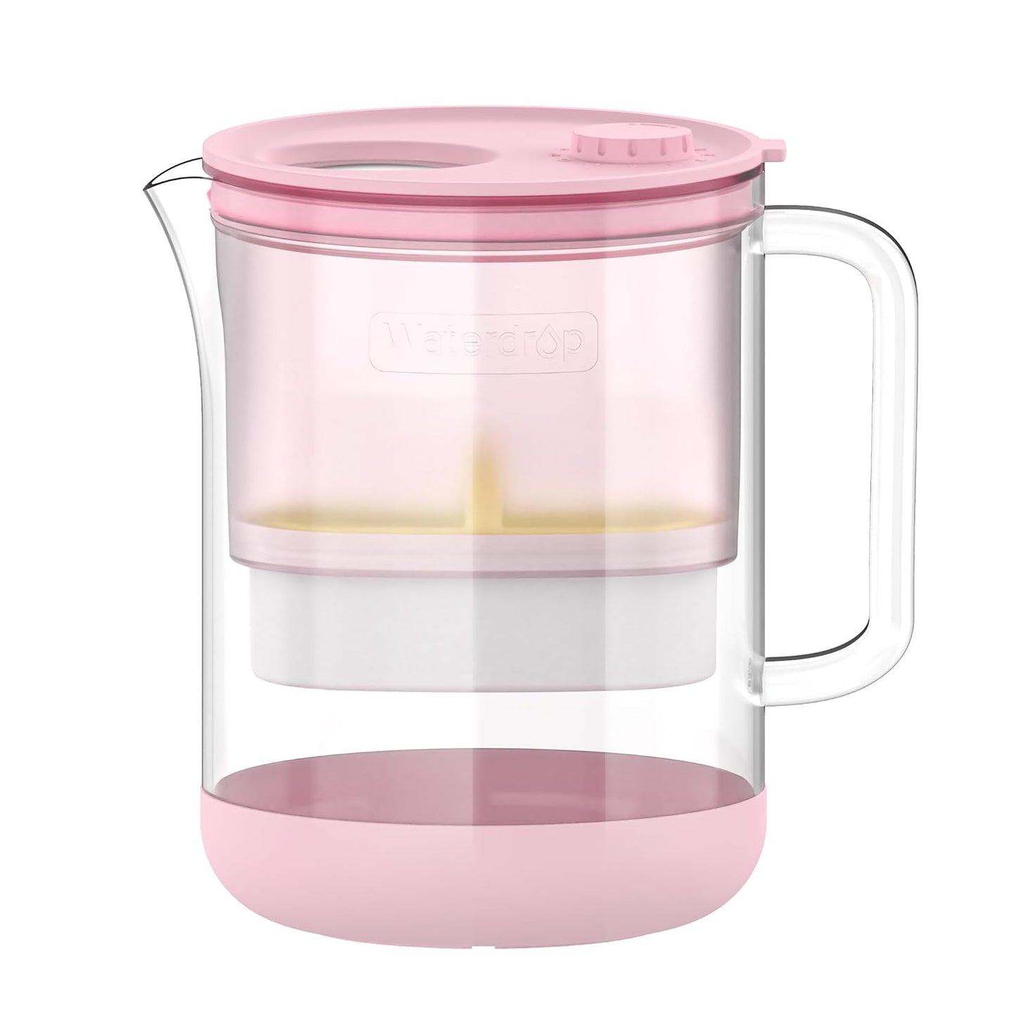 Waterdrop Glass Water Filter Pitcher with 1 Filter, Eco-Friendly, with NSF 53&42&372 Certified Filter, 7-Cup, Reduces PFOA/PFOS, Chlorine, Cadmium, Copper, Mercury, BPA Free, Easy to Clean, Pink