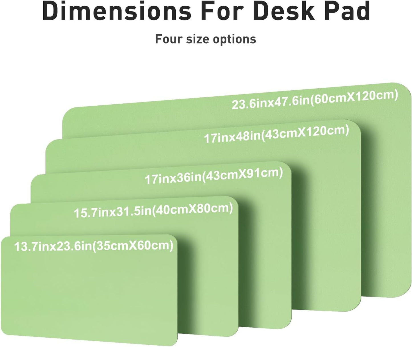 Aothia Faux Leather Desk Mat – Large Mouse Pad, Non-Slip PU Leather Blotter, Waterproof Writing Surface for Office and Home (Foam Green, 47.2" x 23.6")