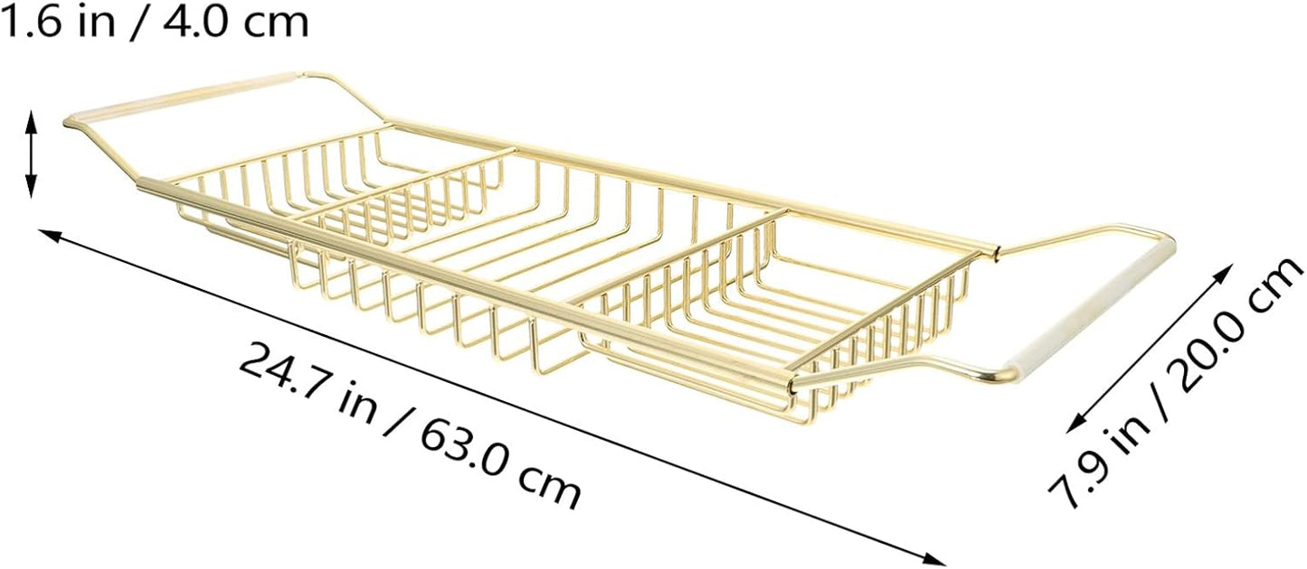 Stainless Steel Shower Tub Tray: European Style Extendable Bathtub Tray for Luxury Bath, Stainless Steel Over The Bathtub Rack for Bathroom Accessories
