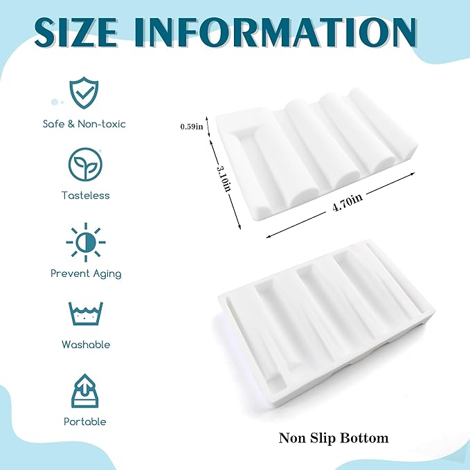 Silicone Soap Dish with Wave Design, Non-Slip, Quick-Drying, Perfect for Bathroom, Kitchen, and Sink Areas (2, White1)