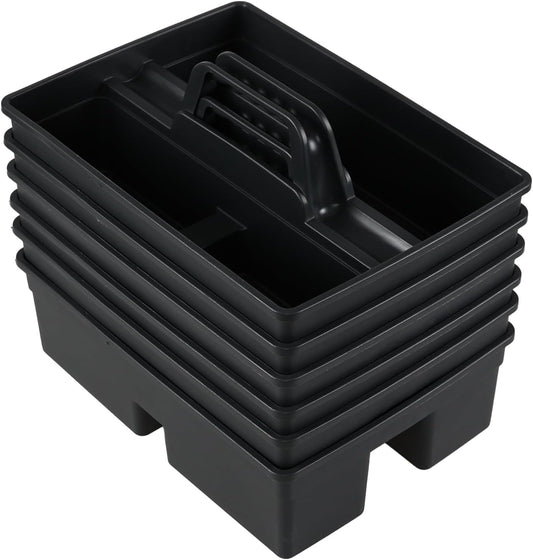 Asking 6 Pack Plastic Cleaning Caddy Organizer with Handle, Plastic Carry Caddy for Cleaning Supplies, Gray