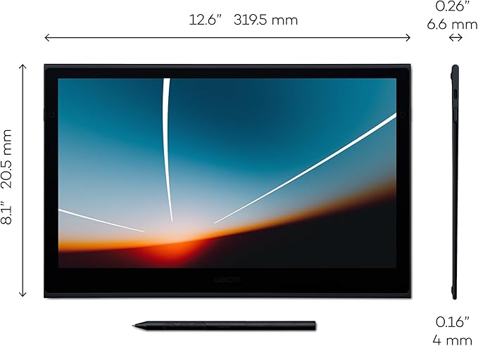 Wacom Movink Drawing Tablet with Screen, 13.3" OLED Touchscreen Portable Graphic Art Tablet w/Pro Pen 3, 10-bit Color Display for Mac, PC, Chromebook & Android