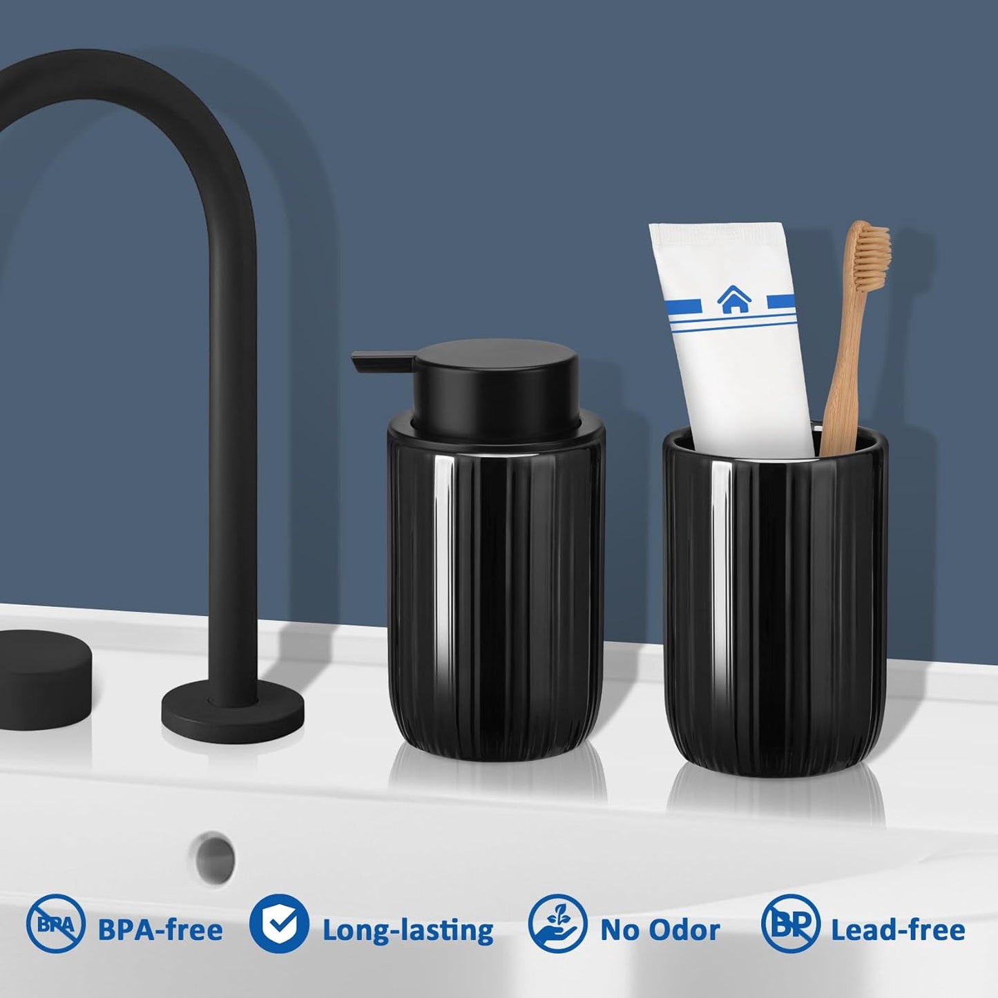 Soap Foaming Dispenser Ceramic with Easy-to-Press Pump Hand Foam Dispenser for Shampoo Bathroom Countertop 13.5 oz