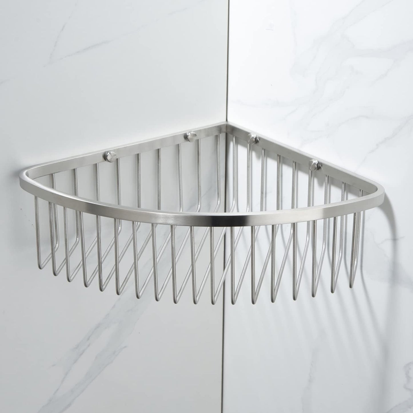 Corner Shower Caddy Organizer, SUS304 Stainless Steel Heavy Duty Rust-Proof Shelf Organizer, Wall Mounted Storage Rack for Bathroom, Kitchen, Brushed Nickel