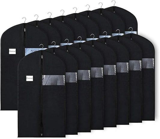 Univivi 16 Pack Suit Bags Garment Bag for Men Storage 40-inch Clothes Cover with Clear Window and ID Card Holder for Suit Jacket, Skirt, Shirt and Coat