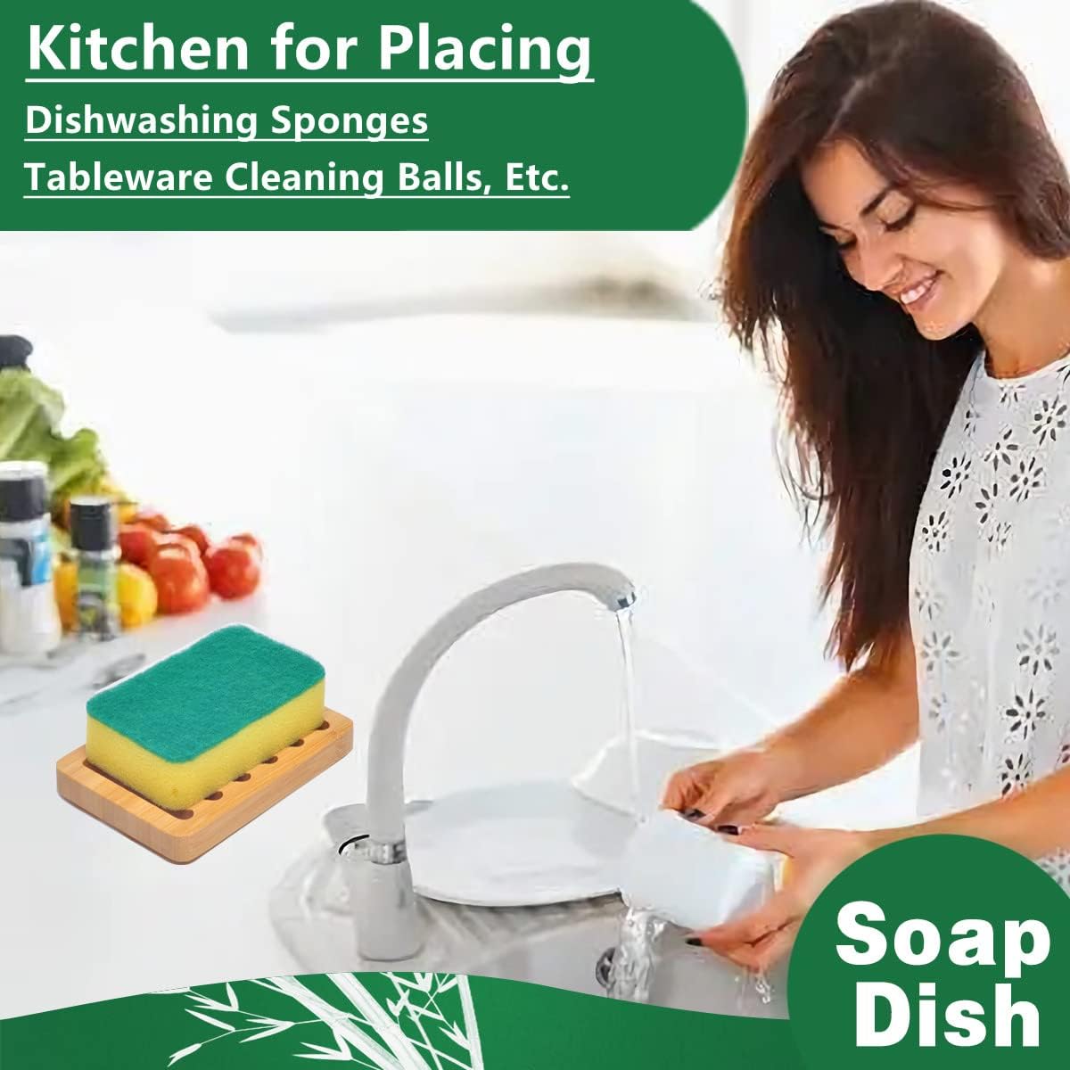 3 Pack Bamboo Wood Soap Dish Bar Soap Holder with Self Draining Tray Natural Waterfall Drain Soap Saver for Shower Bathroom Kitchen