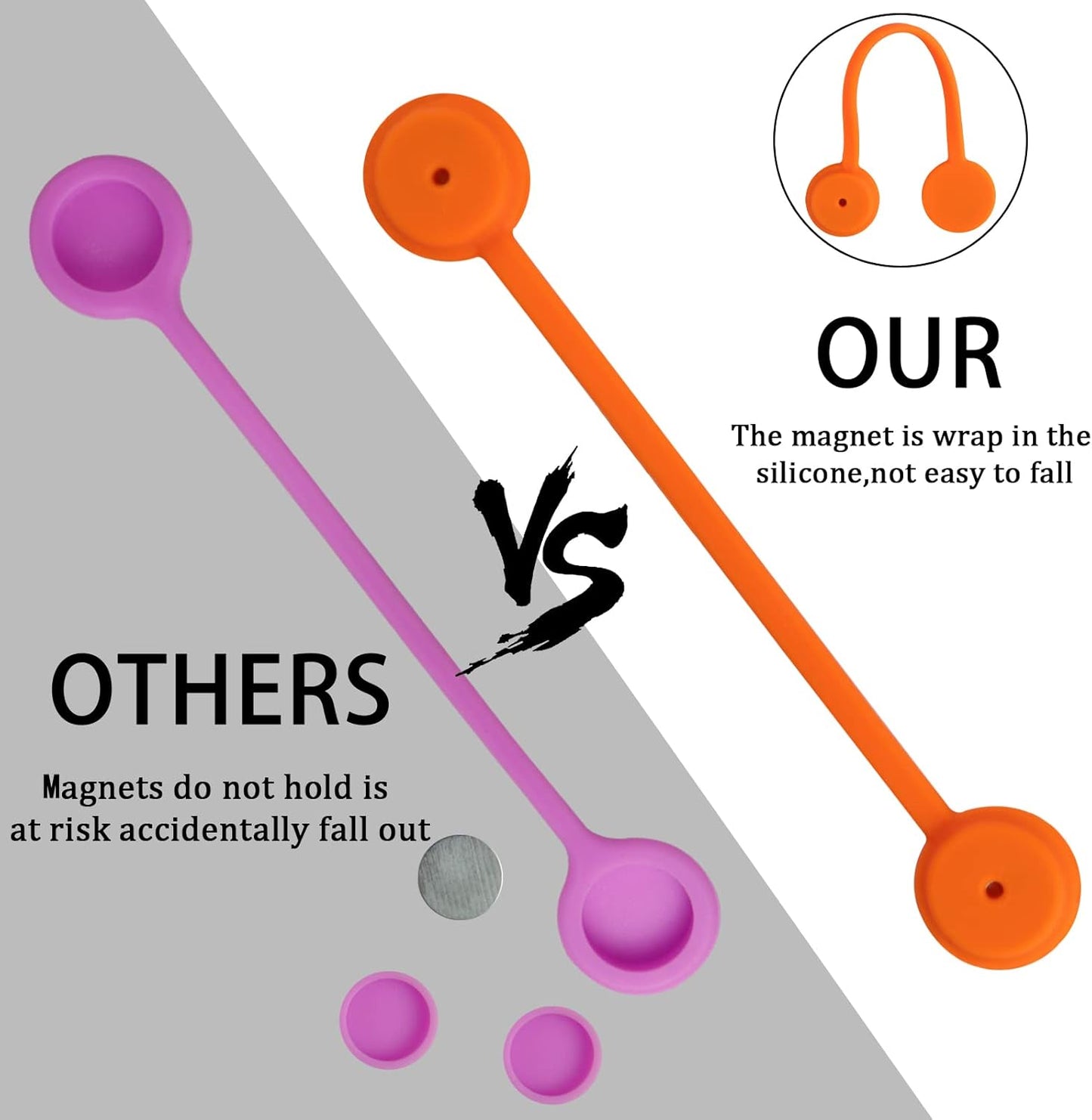 6 Pack Magnetic Cable Clips Cable Organizers,Reusable Silicone Magnetic Cable Ties