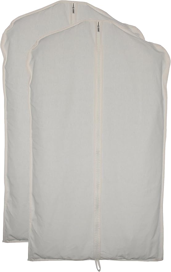 100% cotton canvas garment bags for closet storage and travel suit bags for clothes, coats, jackets, shirts, dresses suit garment cover for hanging clothes storage (24''x40''(2set))