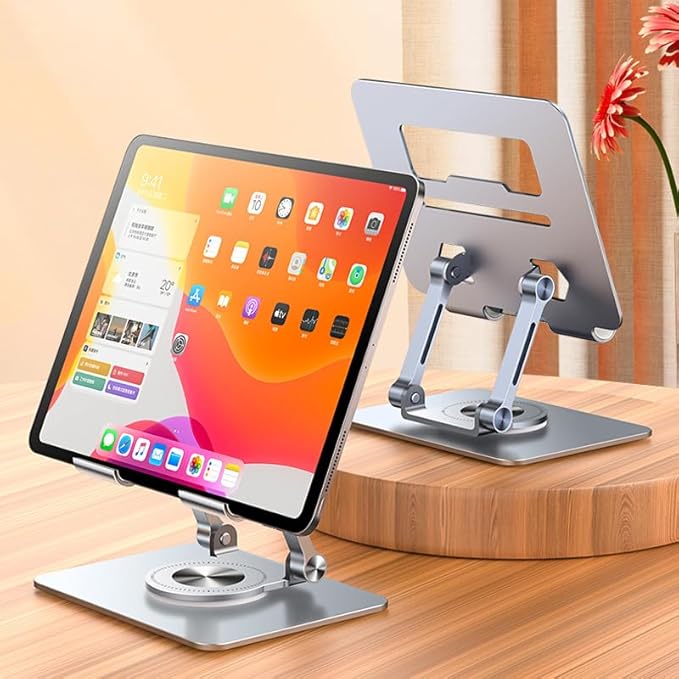 Saker 360° Rotating Laptop Stand, Aluminum Alloy Adjustable Height Ergonomic Computer Riser, Foldable Portable Desktop Stand with Cooling Design for 10-17 inch MacBook