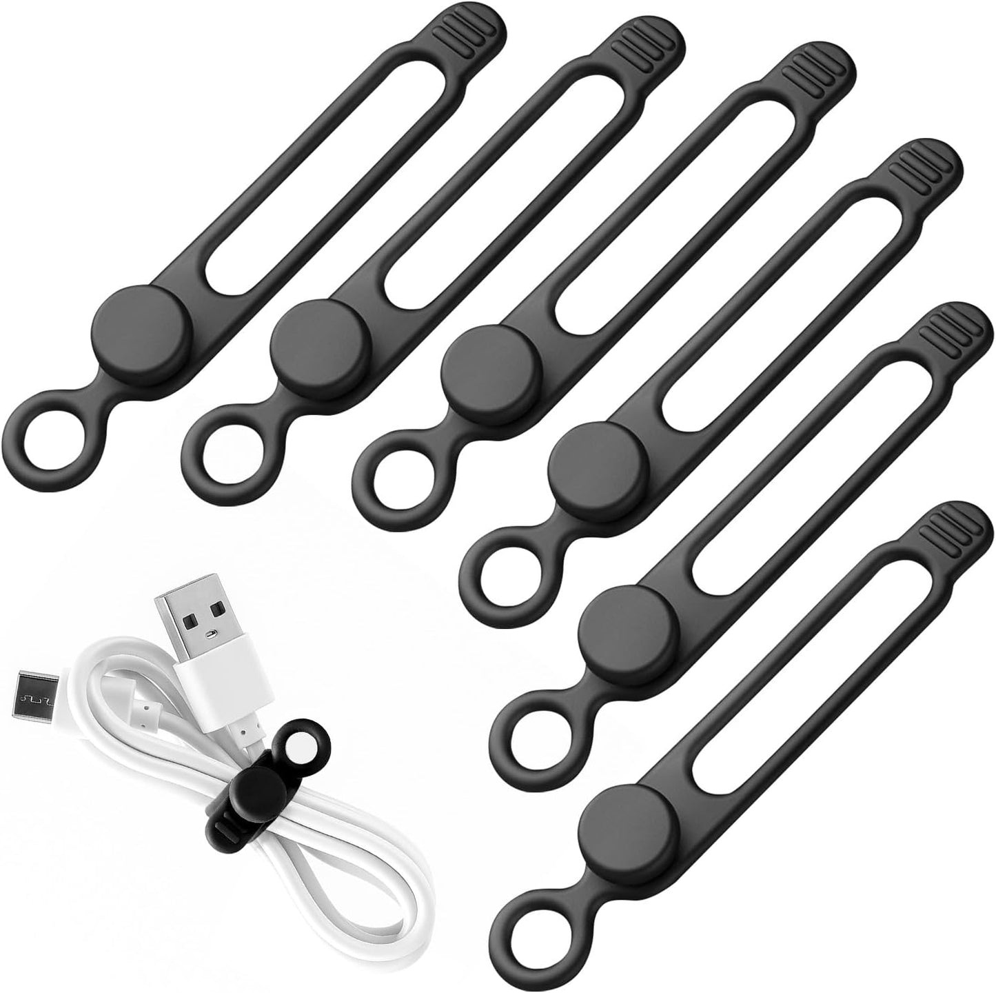 30 Pcs Silicone Data Cable Organizer, Reusable Cable Ties Wire Organizers for Office, Multipurpose Elastic Cord Wraps Cable Management for Charging Cord,Appliances,Home,Office,Kitchen,School,Travel