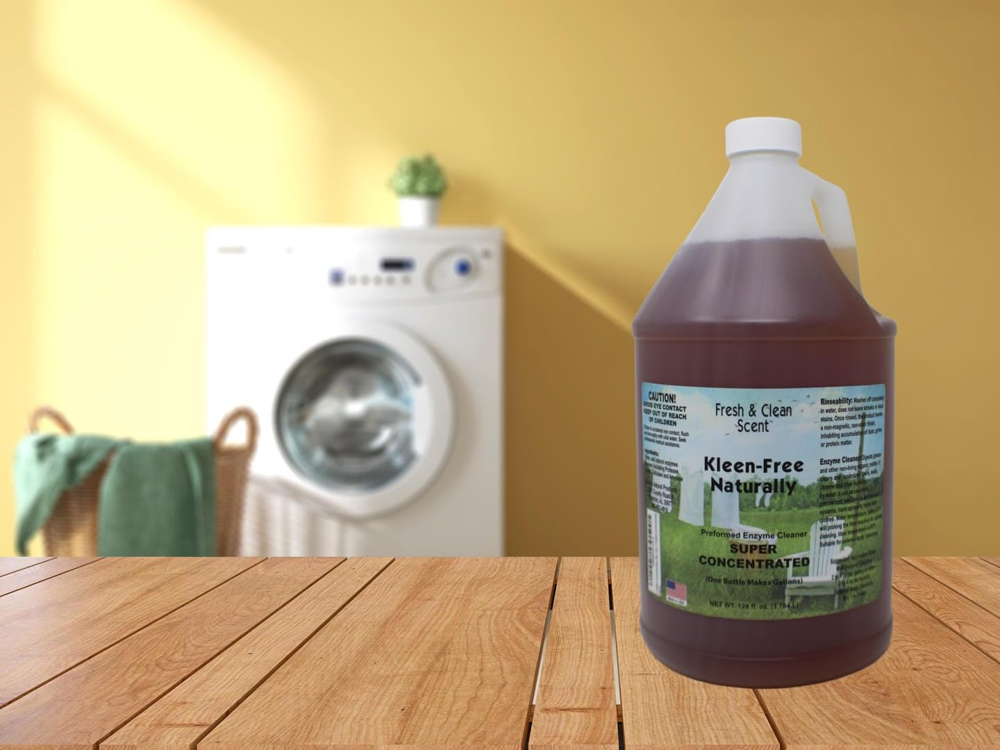 Naturally Preformed Enzyme Cleaner, Enzyme Solution, Multi-Purpose Cleaner, Laundry Additive and More - Concentrate - Fresh and Clean Scent -128oz