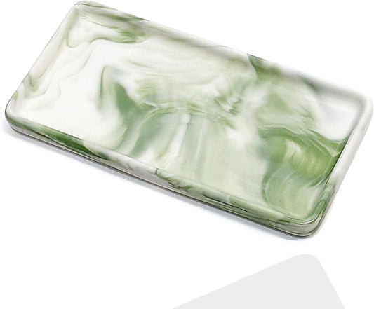 6.4" Porcelain Small Bathroom Tray, Ceramic Countertop and Vanity Tray for Cosmetics, Perfume, Jewelry, Candle - Kitchen Soap Tray for Kitchen Counter (Green)