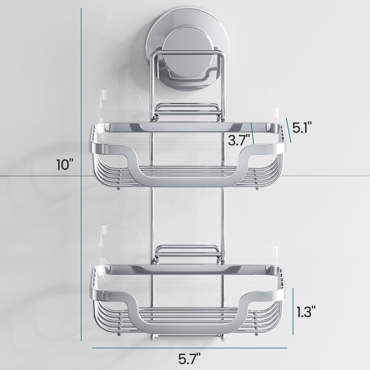 TAILI Double Layer Soap Holder, Drill-Free Bar Soap Dish Tray Suction Cup, Draining for Shower Wall, Bath Storage, Rustproof Stainless Steel Sponge Holder for Tub, Kitchen, Silver