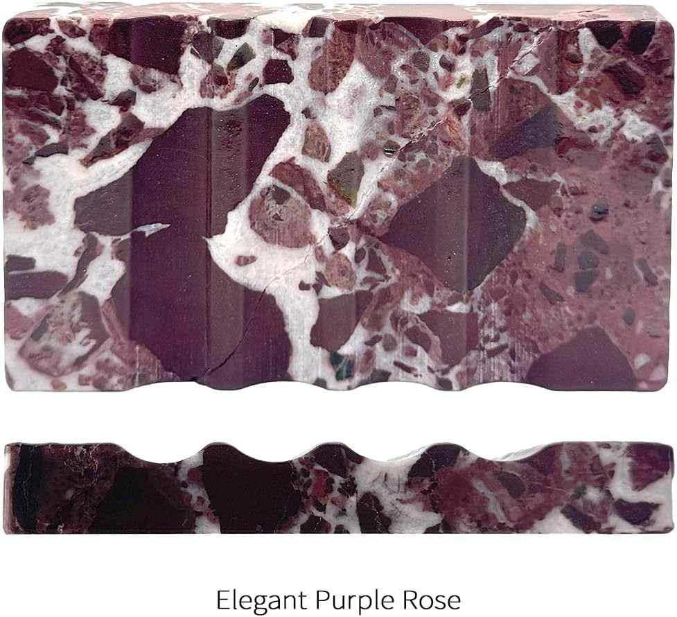 Marble Christmas Soap Dish for Shower - Natural Stone Tray Stand Organizer, Decorative Bar Soap Holder | Non-Slip, Luxury Bath Accessories (Rose)