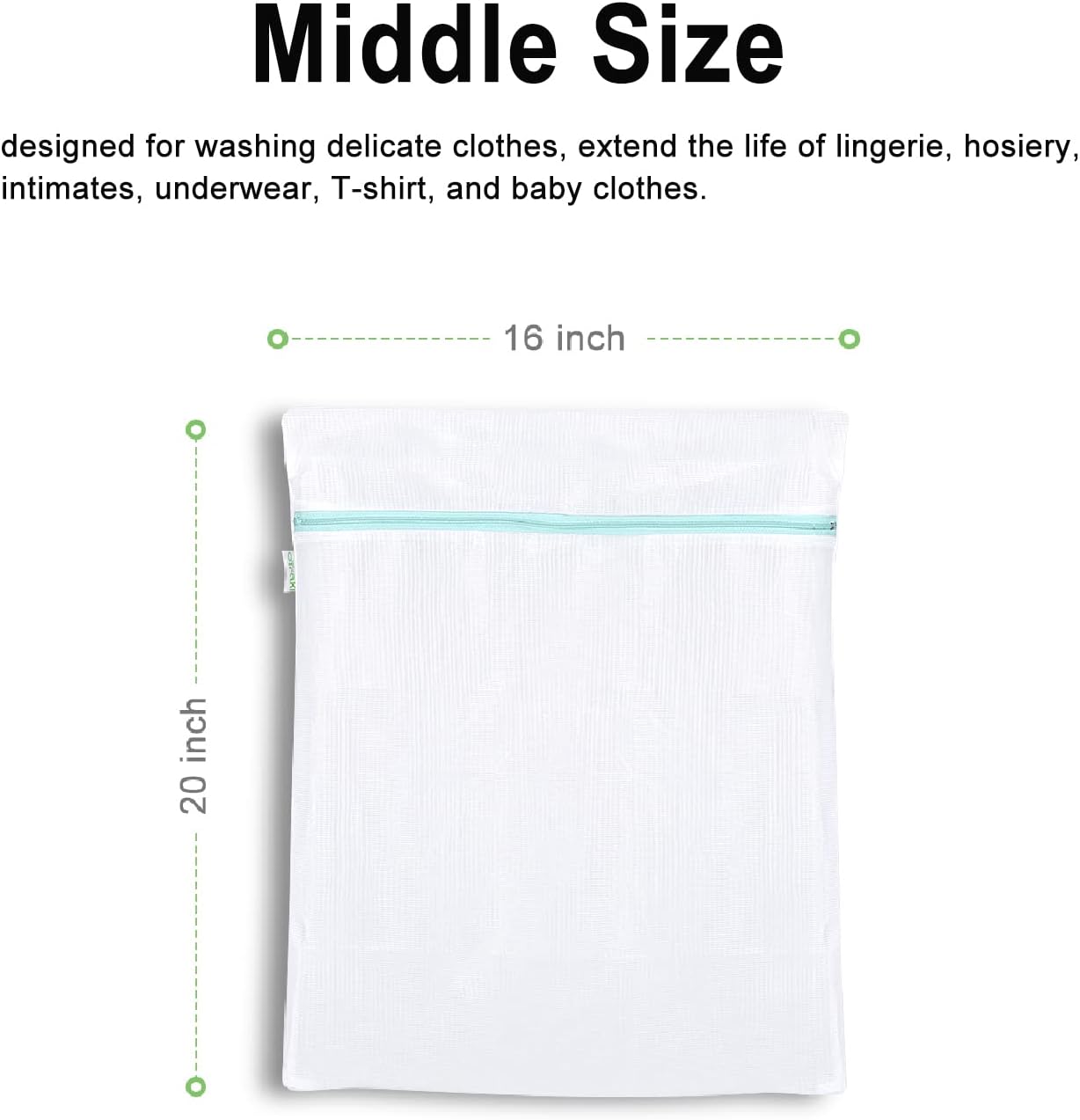 OTraki Mesh Washing Bags for Laundry 16x20 Inch Medium Mesh Bag Laundry Washer Delicates Lingerie Wash Machine Net Zipper Bag Heavy Duty Home Dorm Hotel Travel Storage Organizer, White