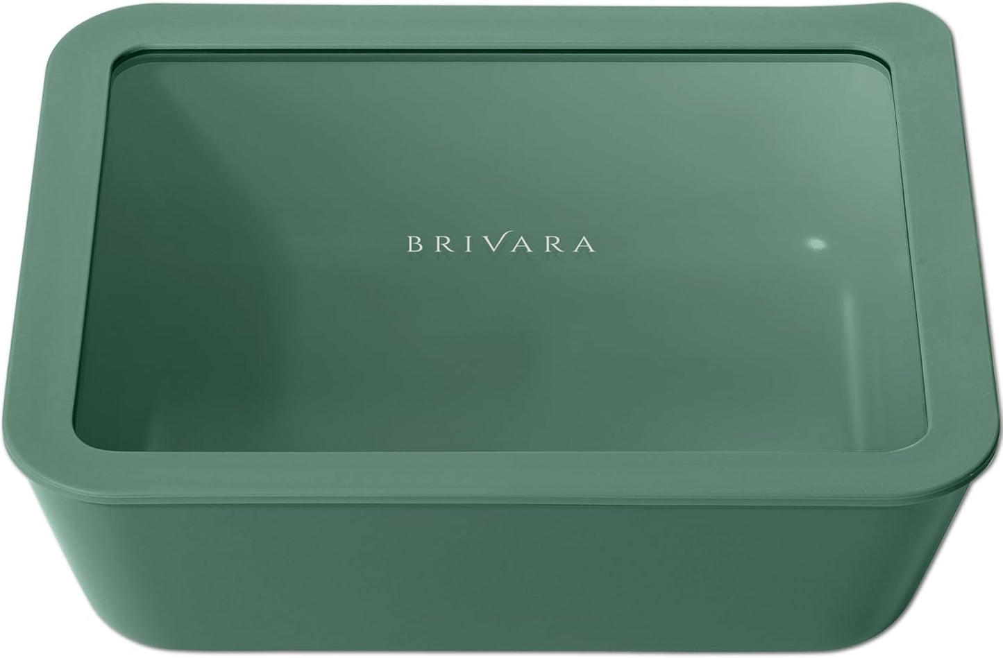 Ceramic Coated Glass Food Storage Container | No PTFE, PFOA, PFAS, and BPA | Reusable Non Toxic Meal Prep Container with Glass Lid | Easy To Store | 11 Cup Rectangle [Pine]