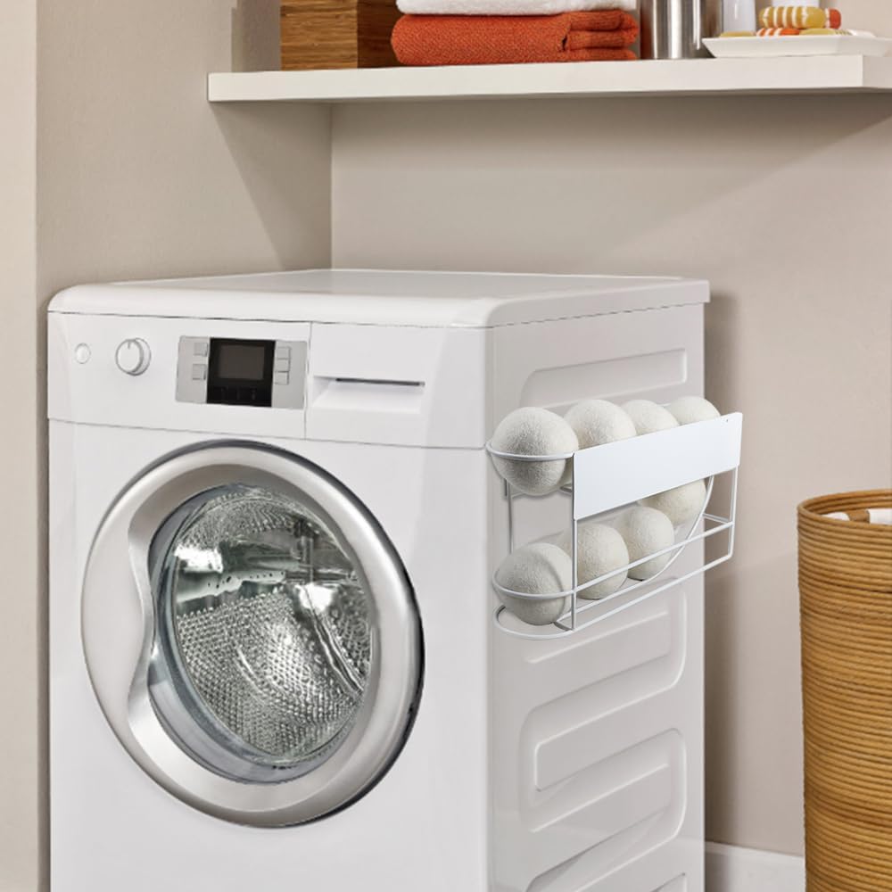 Picowe Large Dryer Ball Organizer Magnetic Storage Bin, Rollable Magnetic Dryer Ball Holder for Laundry Room Organization and Storage to Hold 8 Dryer Balls, Without Balls