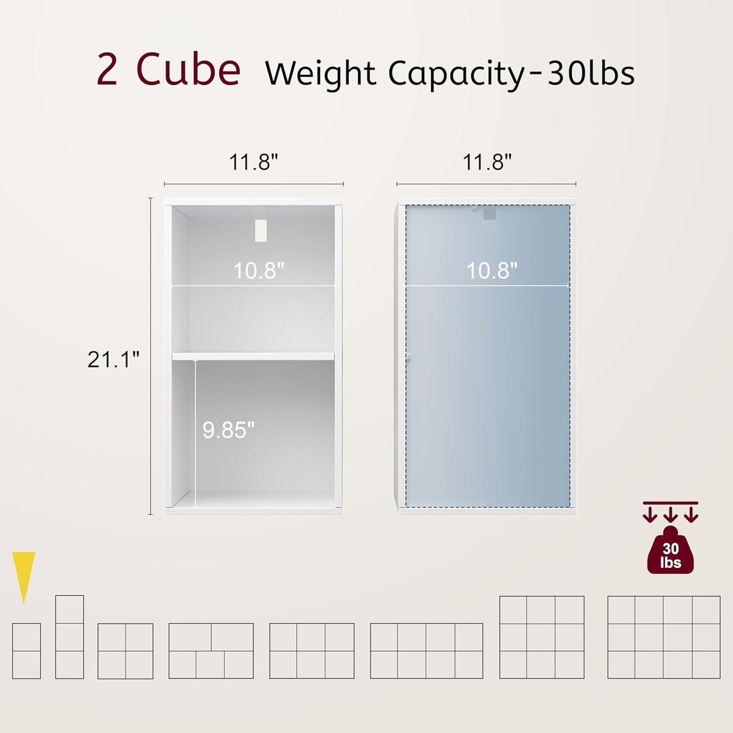 Book Shelf, Wooden Cube Storage Organizer with 11" Open Cubes, Stackable Bookcase for Room Divider Storage, Bookshelf for Living Room, Bedroom, Office (Indonesian Antique Oak, 2-Cube)