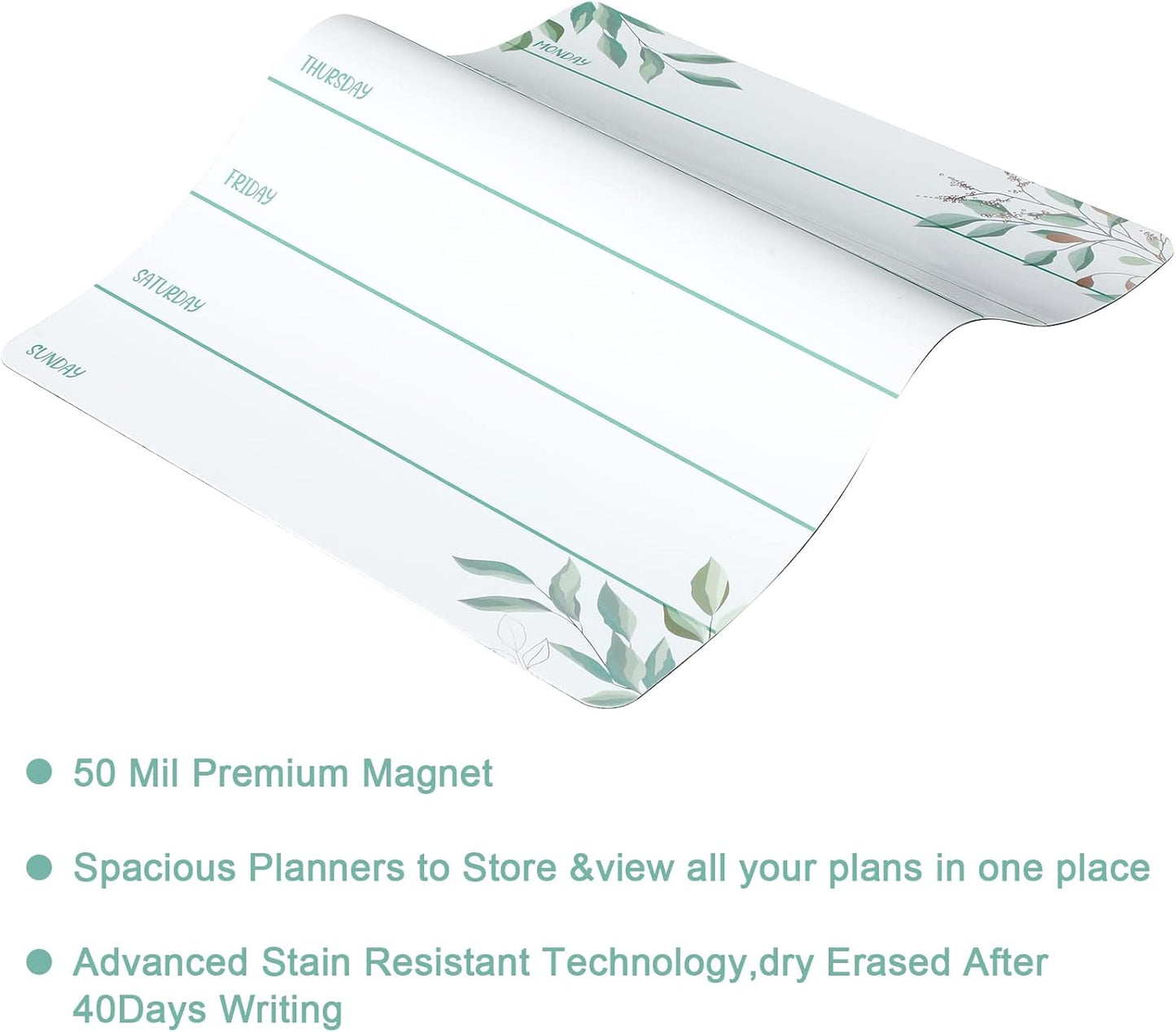 Outus 2 Pieces Magnetic Weekly Dry Erase Boards Erasable Weekly Calendars Whiteboard Planners with 2 Pieces Markers for Office, Home, School Supplies (Leaf Style)