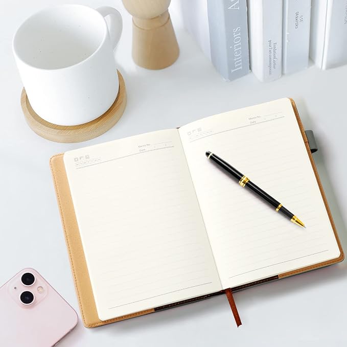 A5 Lined Leather Notebook and Pen Set with Gift Box, 240 Pages Refillable Journal with Pocket and Magnetic Buckle, Hardcover Daily Diary for Men and Women Business Travel Personal Writing- Gray