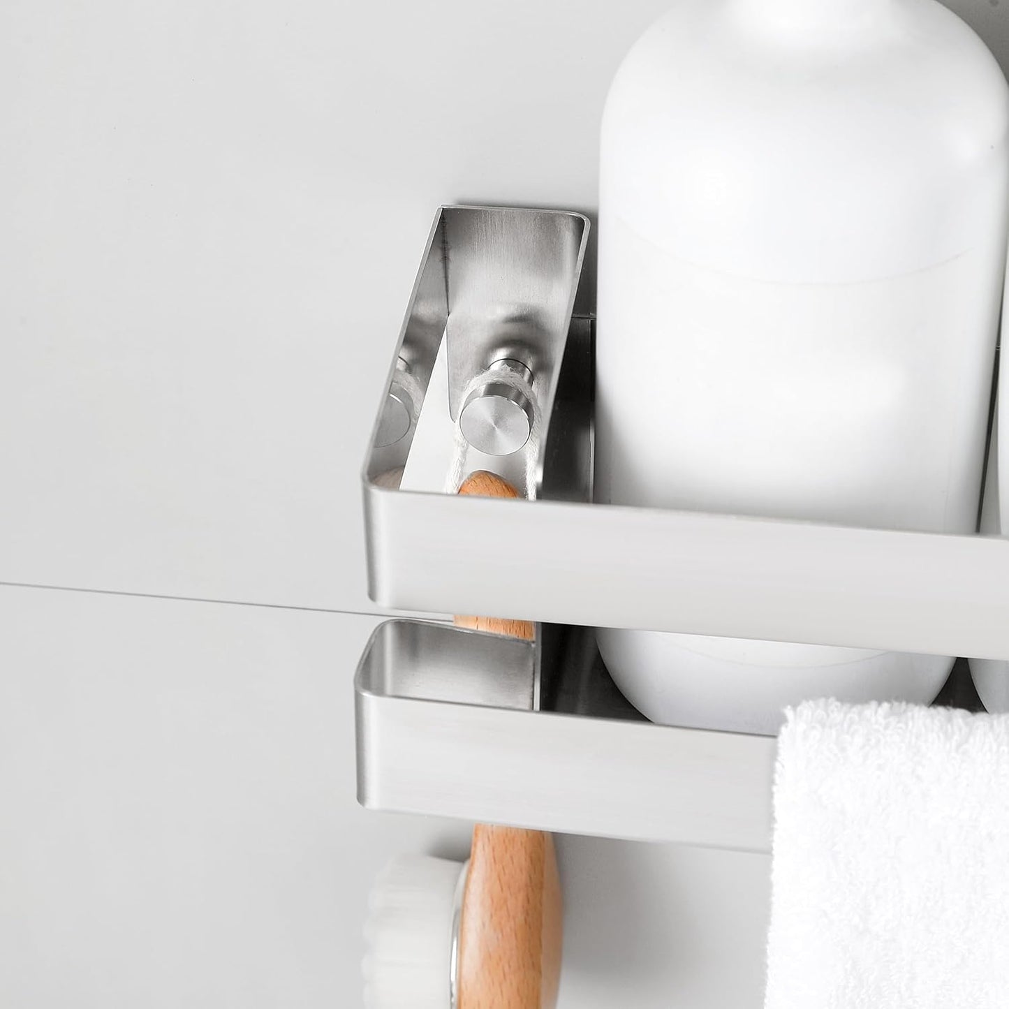 No Drilling Shower Caddy Rustproof Bathroom Organizers and Storage Large丨Wall-Mounted Shelves丨Stainless Steel Shower Rack for Bathroom Decor & Storage - Silver