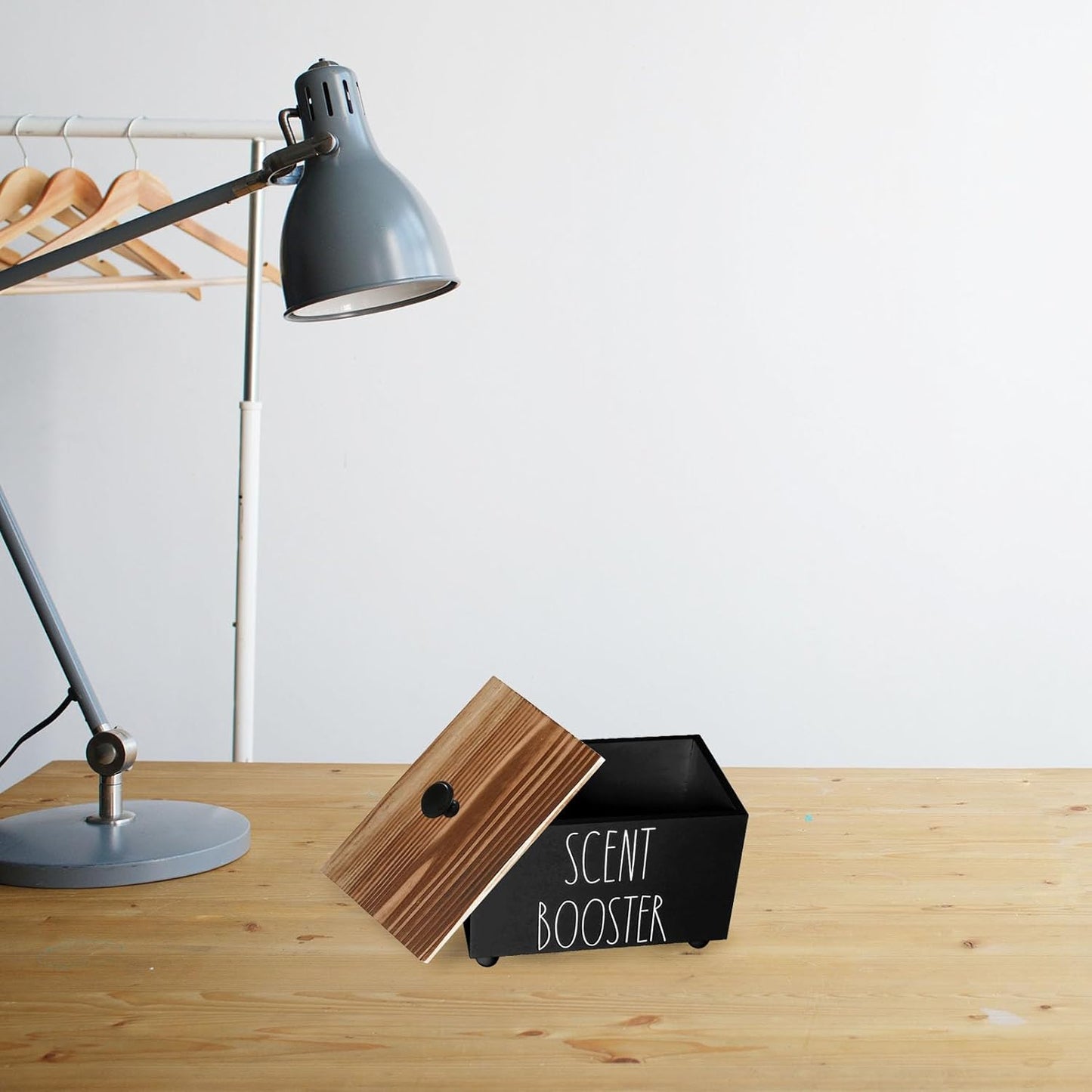 Laundry Scent Booster Container, Farmhouse Scent Beads Storage Organization, Rustic Wood Dispenser for Clothing Fragrance Beads, Laundry Room Powder Box, Laundry Detergent Organizer Bin(Black)