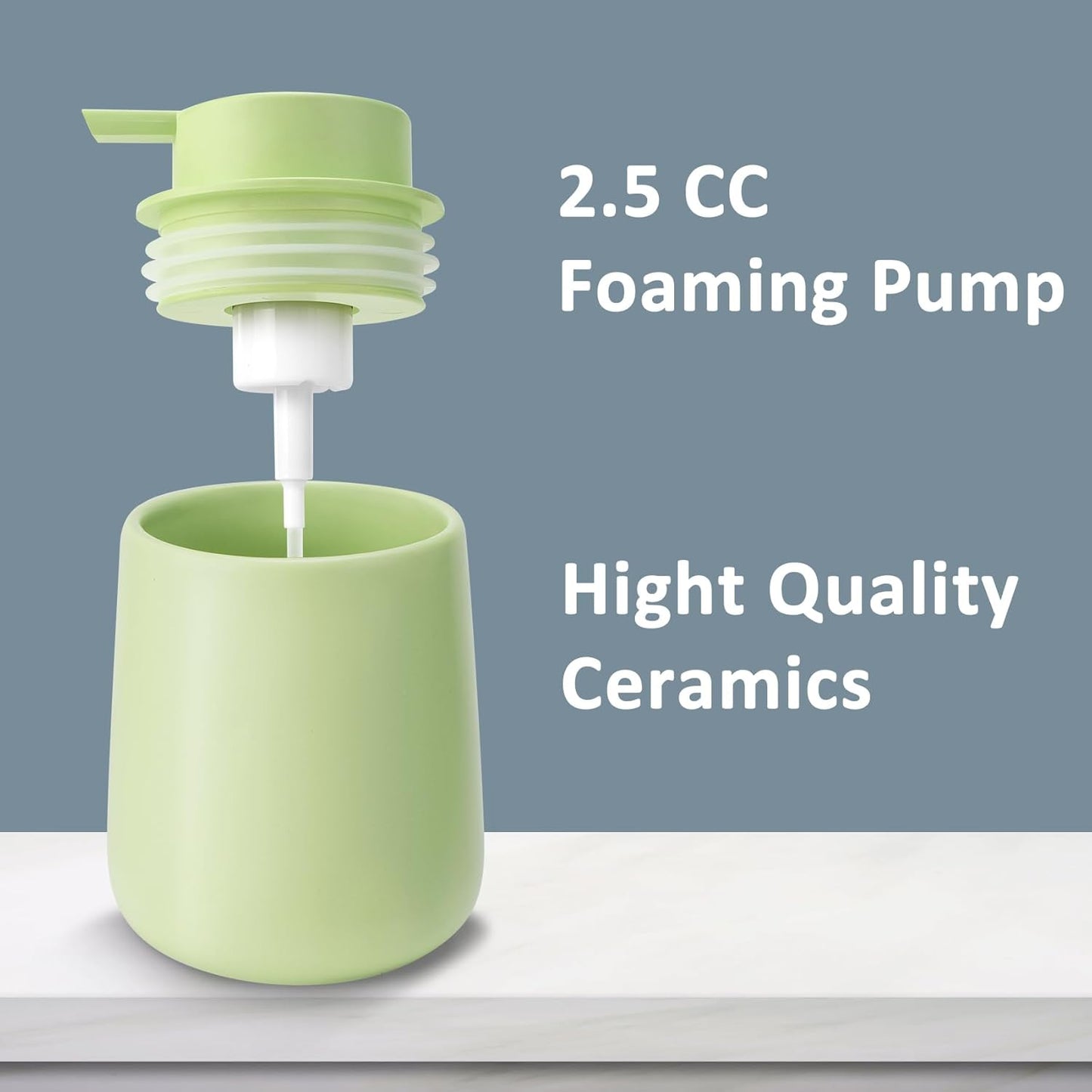 Soap Foaming Dispenser Ceramic with Easy-to-Press Pump Hand Foam Dispenser for Shampoo Bathroom Kitchen 12 oz