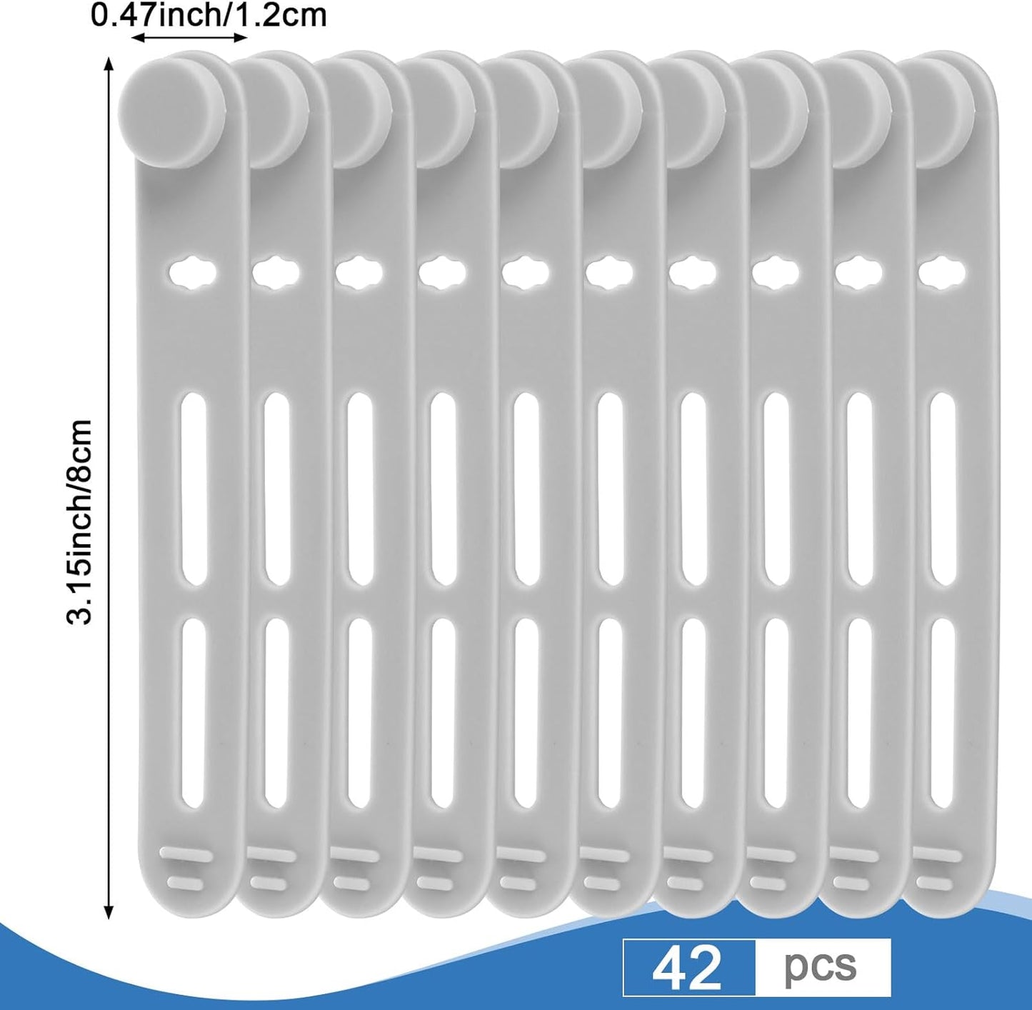 42 Pcs Silicone Cable Ties Reusable Cord Straps Multipurpose Elastic Cable Organizer for Bundling Fastening Earphone Phone Charger Home Office School(Gray,3.15 Inch)