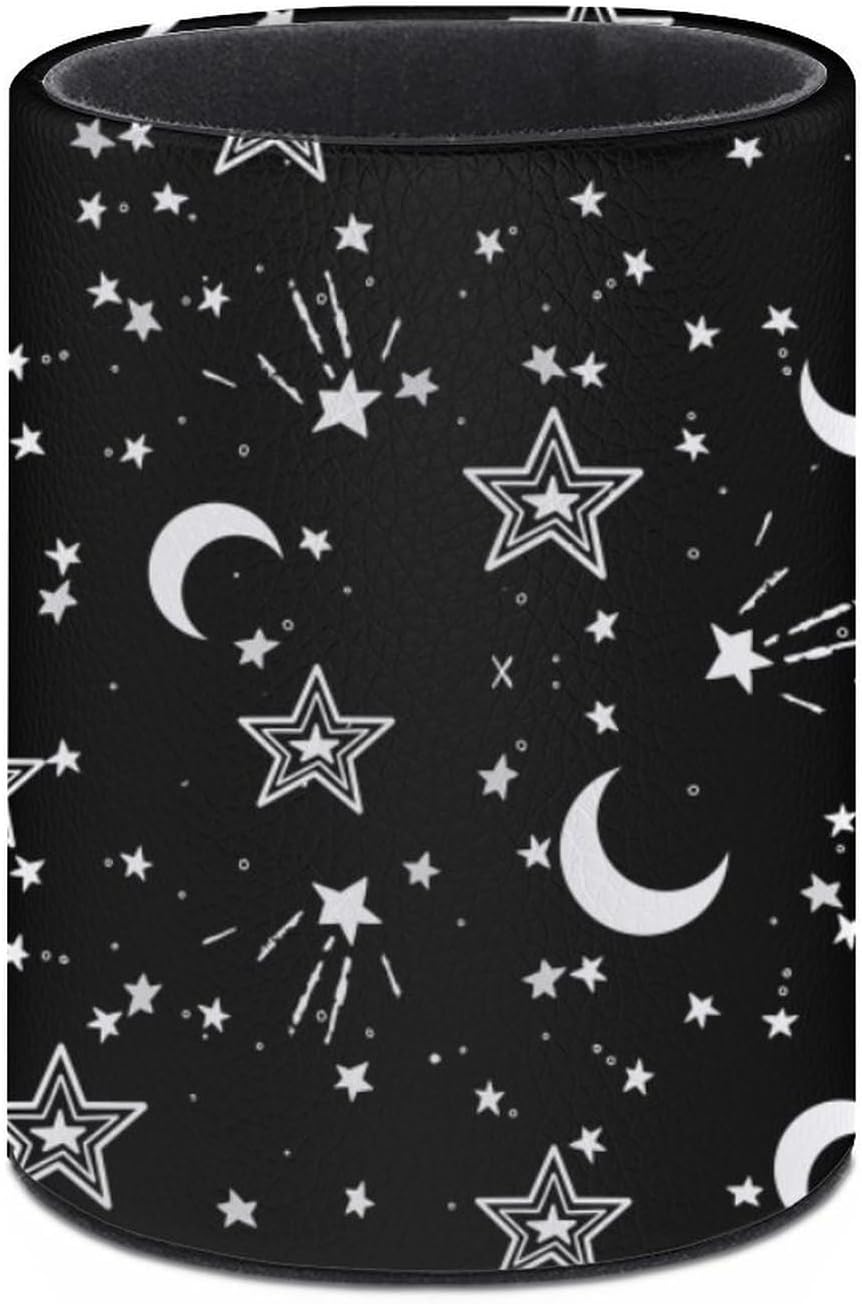 Star Moon Pen Holder Pencil Organizer Cute Pencil Cup Desk Decor Makeup Brush Holder PU Multifunctional Office Suppliesfor Home Classroom School
