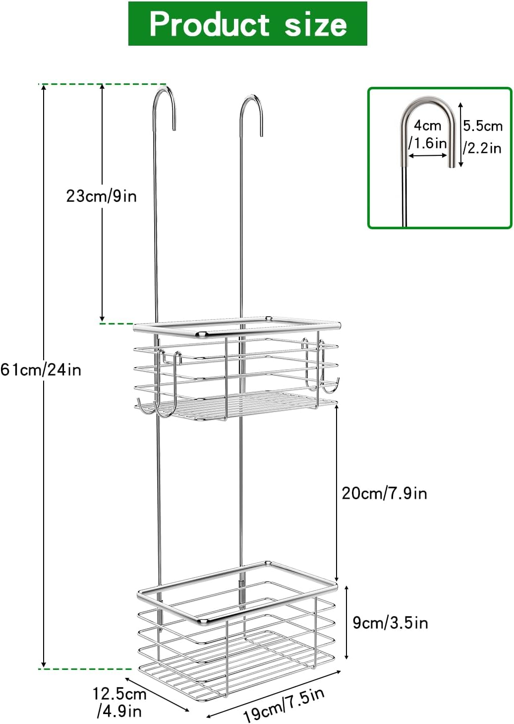 2-Tier shower caddy hanging,shower rack,small hanging bathroom organizer,bathroom door organizer,shower caddy over shower head