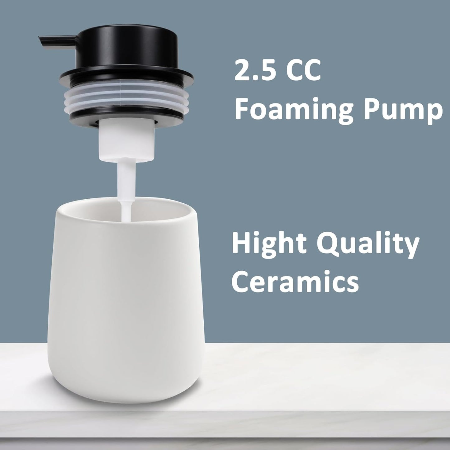 Soap Foaming Dispenser Ceramic with Easy-to-Press Pump Hand Foam Dispenser for Shampoo Bathroom Kitchen 12 oz